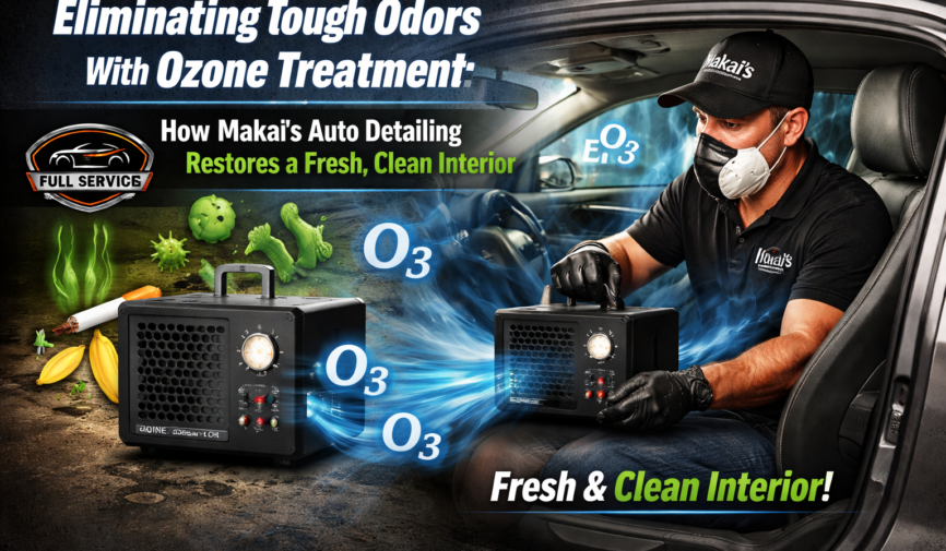 Eliminating Tough Odors With Ozone Treatment How Makai’s Auto Detailing Restores a Fresh, Clean Interior Eliminating Tough Odors With Ozone Treatment How Makai’s Auto Detailing Restores a Fresh, Clean Interior